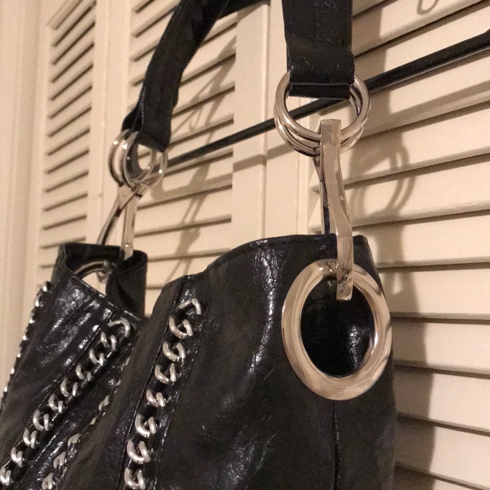 Braciano Black Faux Leather with silver hardware. - Picture 5 of 12